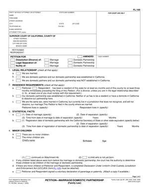 First page of the Petition—Marriage/Domestic Partnership form