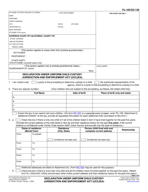 First page of the Declaration Under UCCJEA form