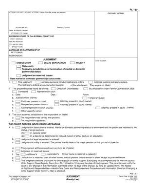 First page of the Judgment form